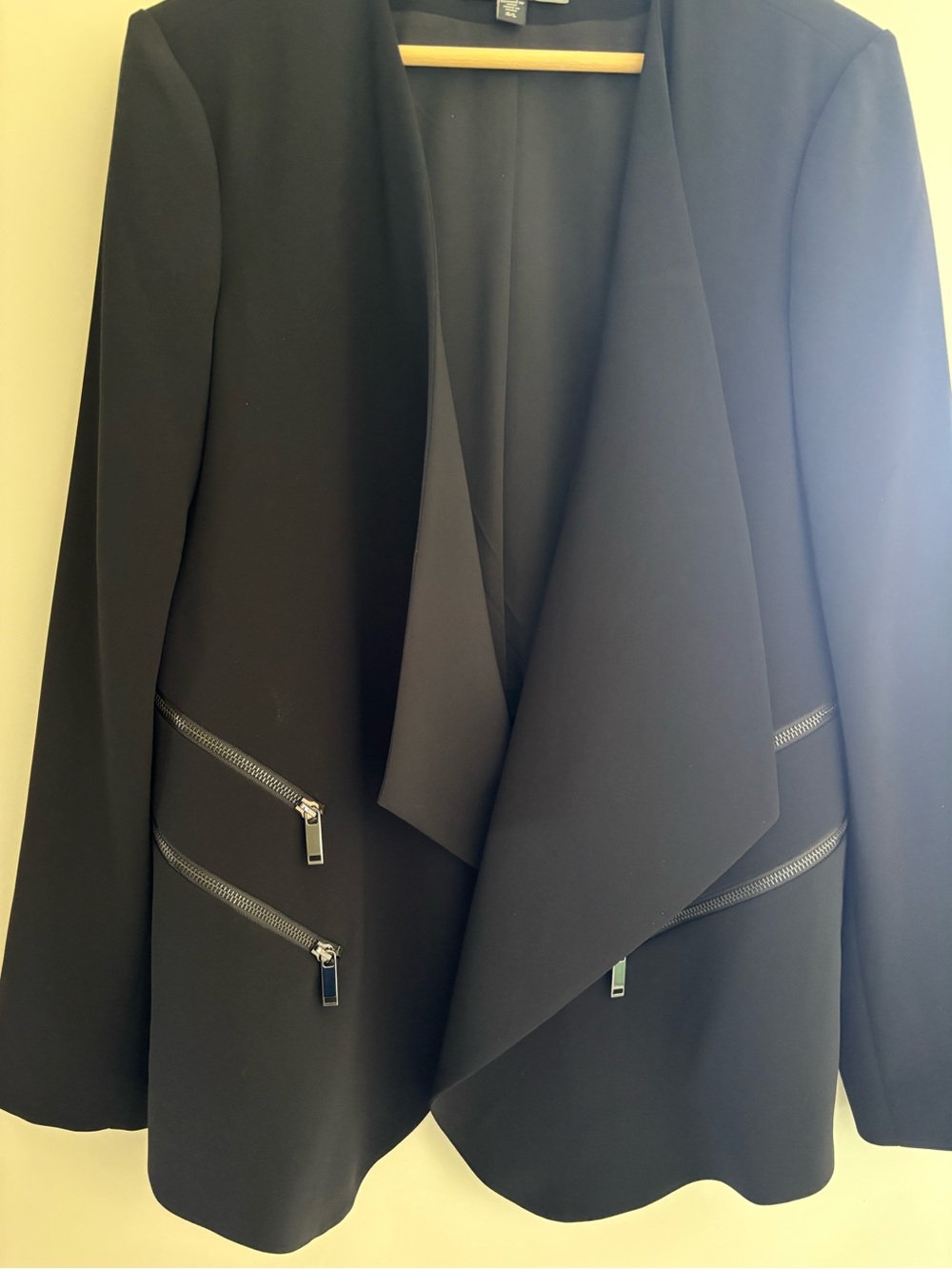 le chateau Black Draped Blazer with Zip Accents